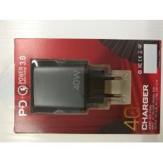 JM PKG047B PD sieťová rýchlonabíjačka USB QC 3.0 s výstupmi USB-C a USB-A 40W čierna